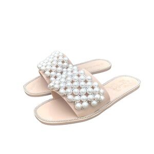 Jessica Carlyle Pearl and Rhinestone Slip On Slides Sandals NWOT* NO BOX Size 9